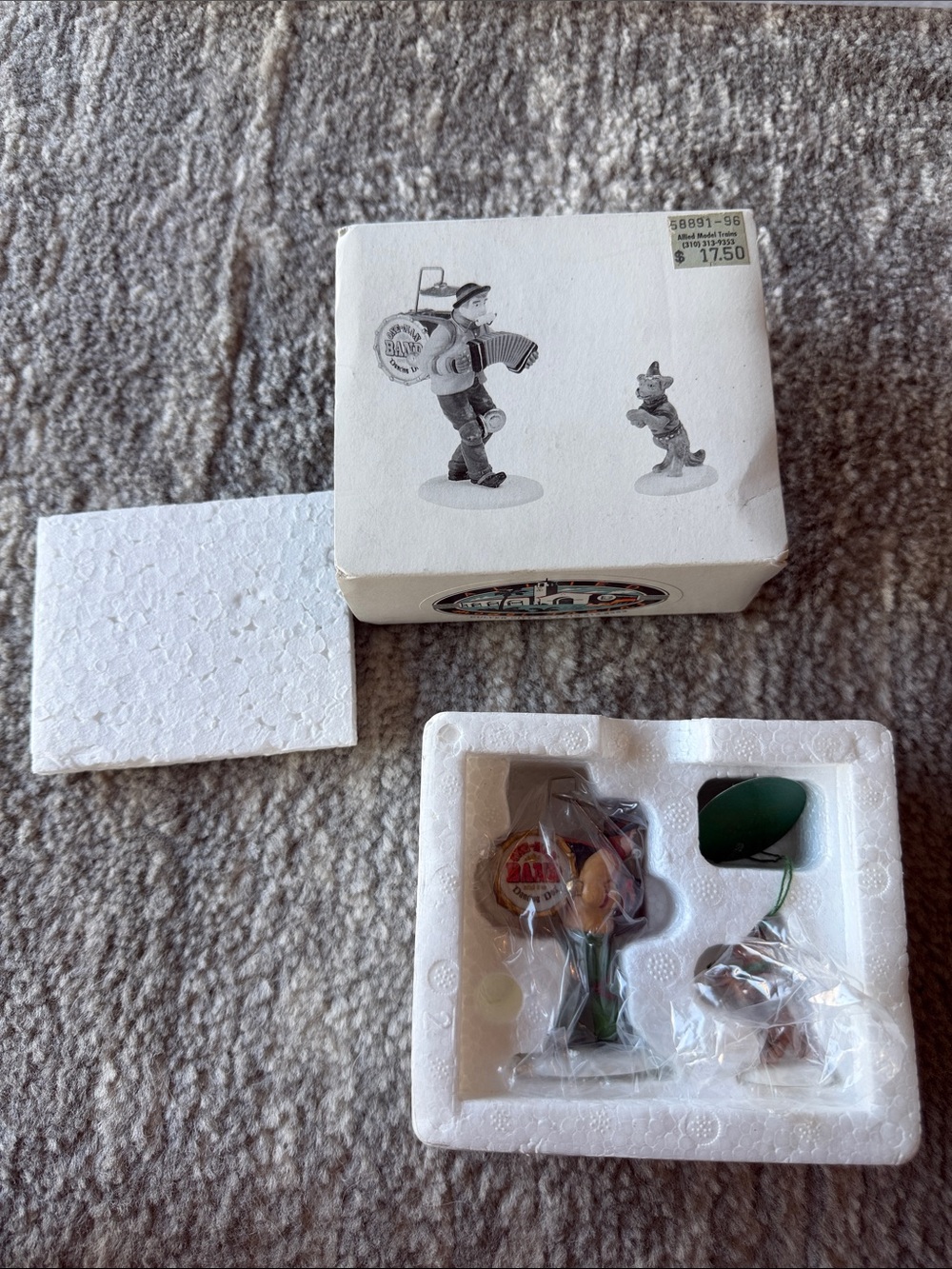 Green Accordion Musician Figurine Collectible by